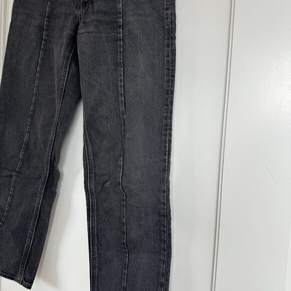 Levi's Altered Straight Cropped Jeans High Rise Black Denim Sz 26 - Picture 7 of 12